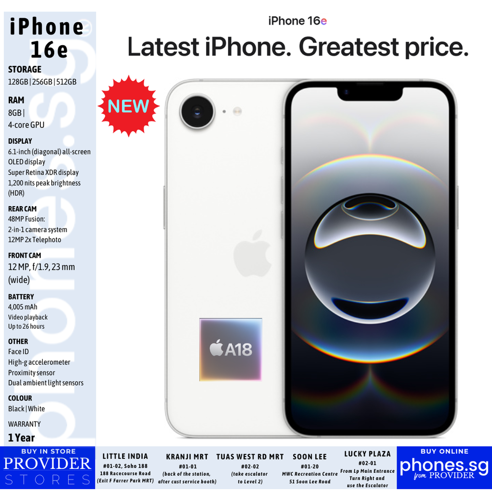 Apple iPhone 16e - Singapore Warranty | phones.sg Singapore
